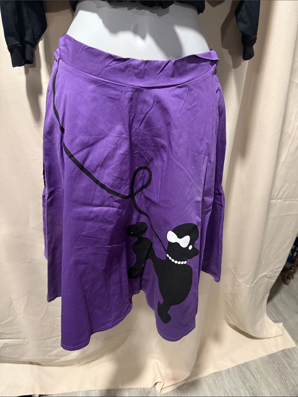 Purple Skirt with Playful Cat Graphic